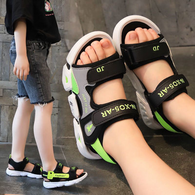 Έκο δερμάτινα σανδάλια με velcro και επιγραφή για κορίτσια