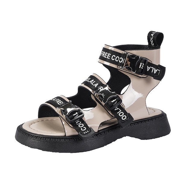 Детски текстилни сандали с пластмасови закопчалки