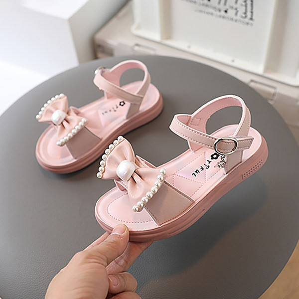 Dječje sandale sa perlama i trakom u tri boje