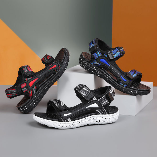 Детски сандали с лепенки и равна подметка