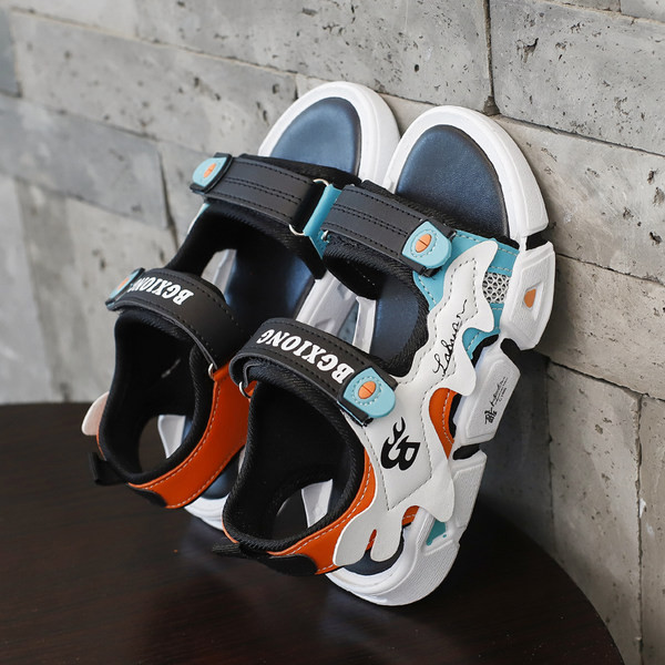 Детски сандали с лепенки и надпис - за момчета