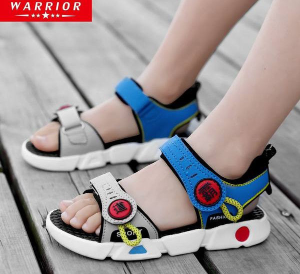 Детски сандали с каишки от еко кожа и текстил