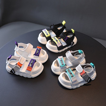 Детски текстилни сандали с лепенки в три цвята