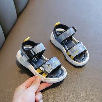 Детски сандали за момчета с цветна апликация и пластмасови закопчалки