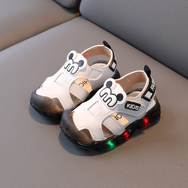 Έκο δερμάτινα παιδικά σανδάλια με φωτεινή σόλα σε δύο χρώματα