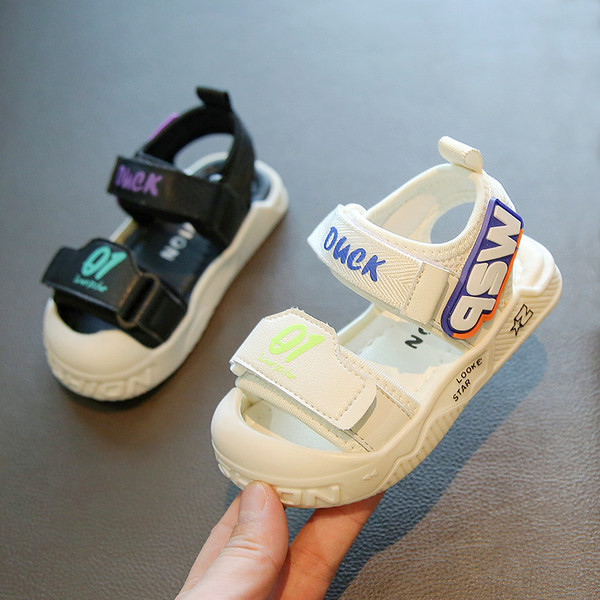 Детски сандали с надпис и лепенки - два цвята