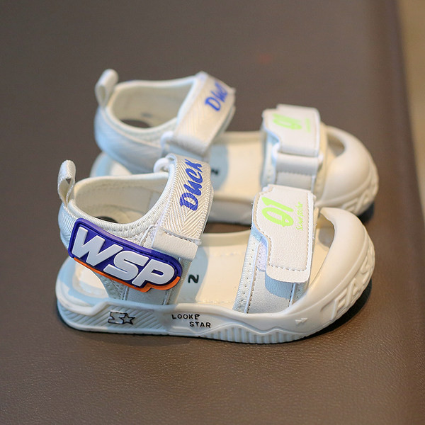 Детски сандали с надпис и лепенки - два цвята