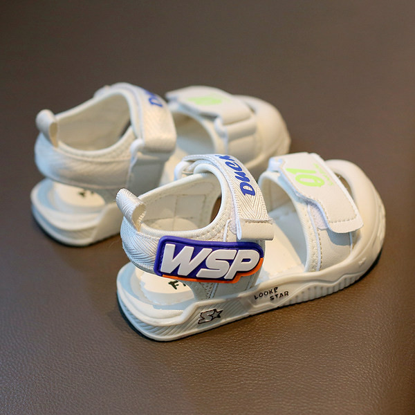 Детски сандали с надпис и лепенки - два цвята