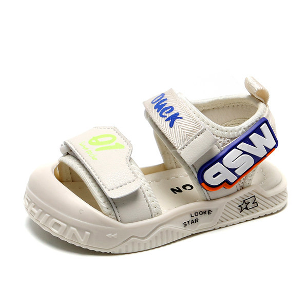 Детски сандали с надпис и лепенки - два цвята