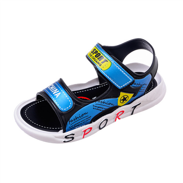 Divatos bőrszandál fiúknak tépőzárral és felirattal