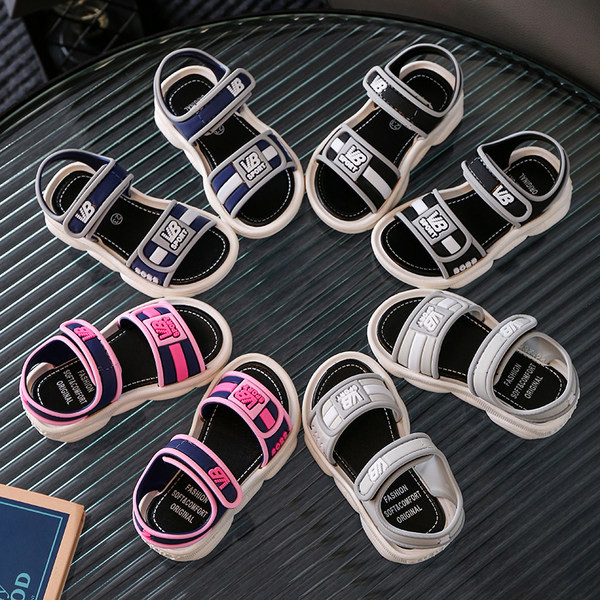 Gyermek szandál textil pántokkal és gumi elemekkel