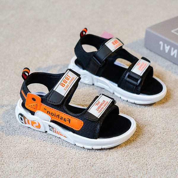 Υφασμάτινα σανδάλια για αγόρια με velcro και επιγραφή