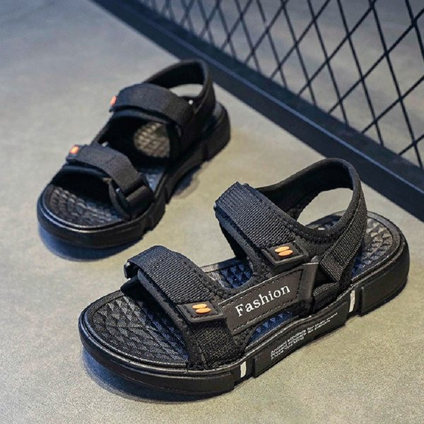 Textil szandál fiúknak lapos talppal, felirattal