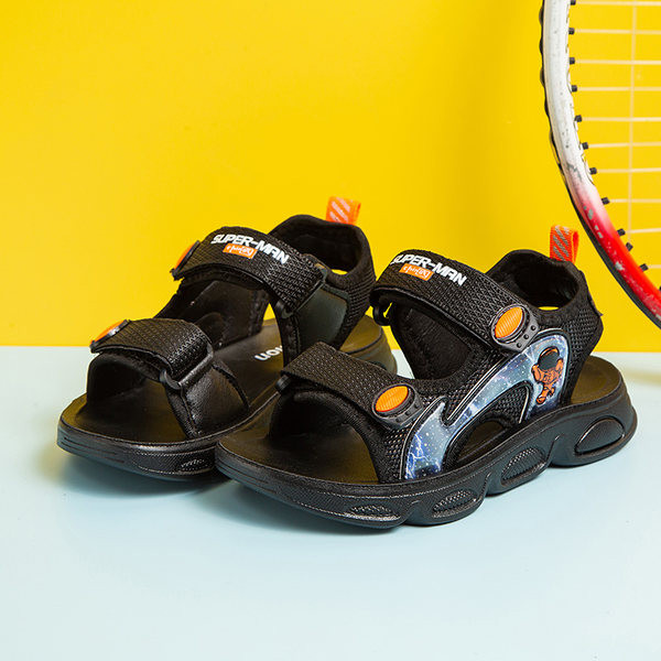 Nyári fiú szandál textilből, színes rátéttel