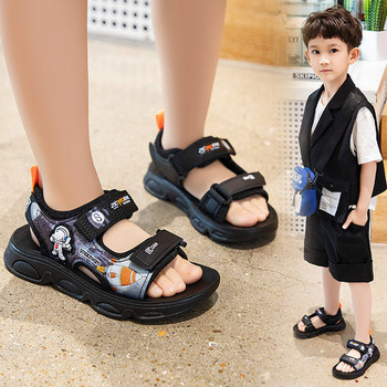 Текстилни сандали за момчета с велкро лепенки и груба подметка 