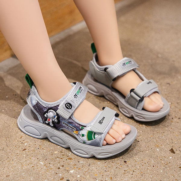 Текстилни сандали за момчета с велкро лепенки и груба подметка 