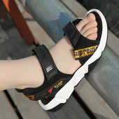 Casual σανδάλια για αγόρια με επιγραφή velcro και επίπεδη σόλα