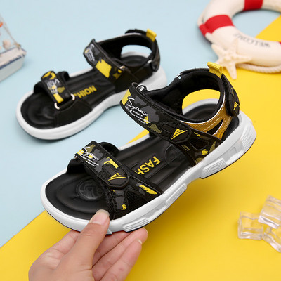 Casual σανδάλια για αγόρια με επιγραφή velcro και επίπεδη σόλα