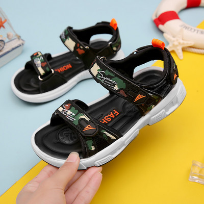 Casual σανδάλια για αγόρια με επιγραφή velcro και επίπεδη σόλα