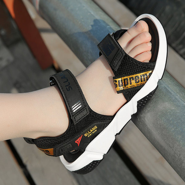 Casual σανδάλια για αγόρια με επιγραφή velcro και επίπεδη σόλα