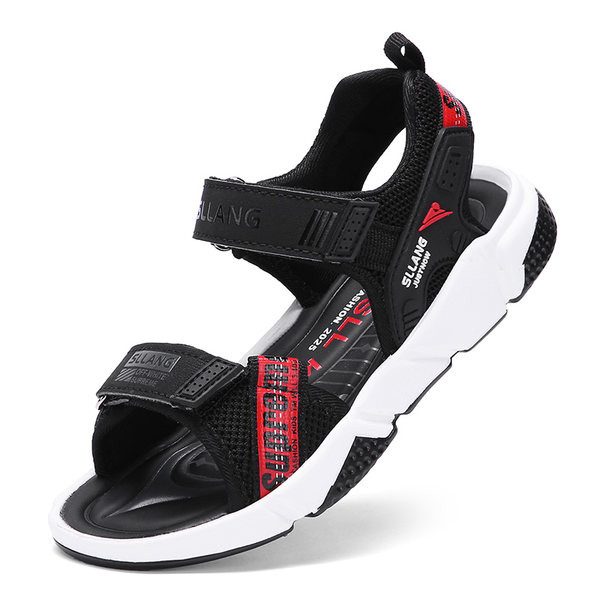 Casual σανδάλια για αγόρια με επιγραφή velcro και επίπεδη σόλα