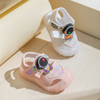 Детски сандали с лепенки в бял и розов цвят 