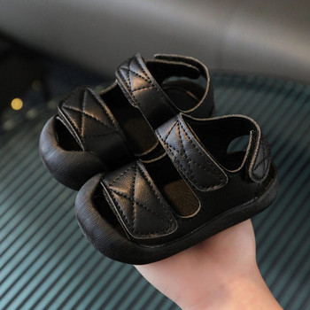Изчистен модел детски сандали от еко кожа с велкро лепенки