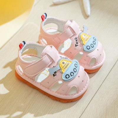 Eko bőrből készült alkalmi gyerekszandál - szürke és rózsaszín