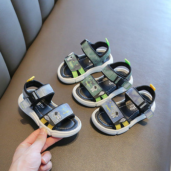 Детски сандали за момчета с велкро лепенки и апликация