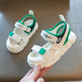 Bőr szandál fiúknak tépőzárral és felirattal