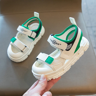 Bőr szandál fiúknak tépőzárral és felirattal