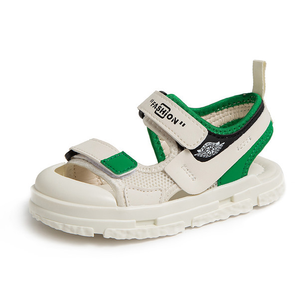 Bőr szandál fiúknak tépőzárral és felirattal