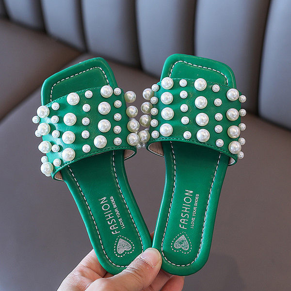 Moodsad laste nahast pärlitega sussid - tüdrukutele