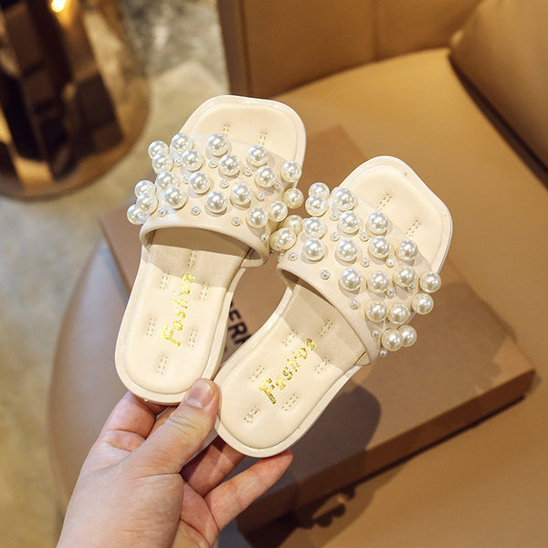 Παιδικές παντόφλες για κορίτσια με πέρλες