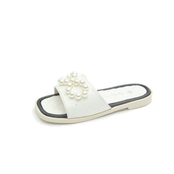 Νέο μοντέλο παιδικές έκο δερμάτινες παντόφλες με πέρλες για κορίτσια