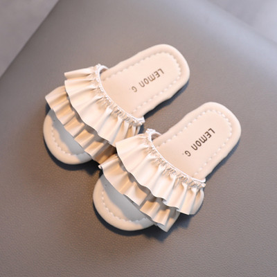 Παιδικές έκο δερμάτινες παντόφλες για κορίτσια με επίπεδη σόλα