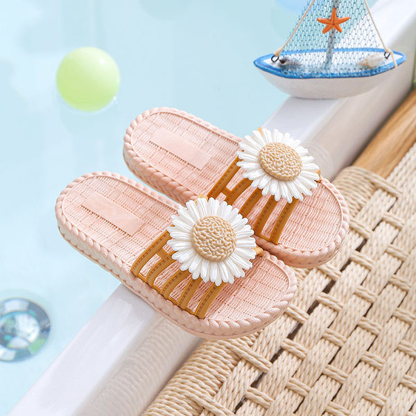 Gumi papucs lányoknak 3D virággal