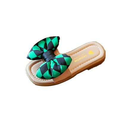 Három színű szalagos, lapos talpú gyerekpapucs