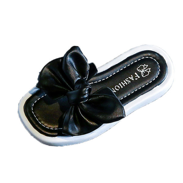 Παντόφλες για κορίτσια από οικολογικό δέρμα με κορδέλα