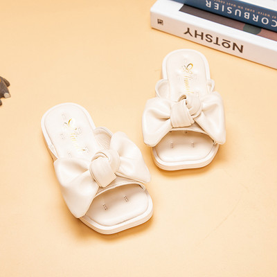 Három színű szalagos, lapos talpú gyerekpapucs