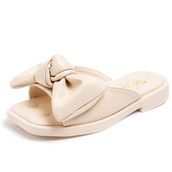 Három színű szalagos, lapos talpú gyerekpapucs