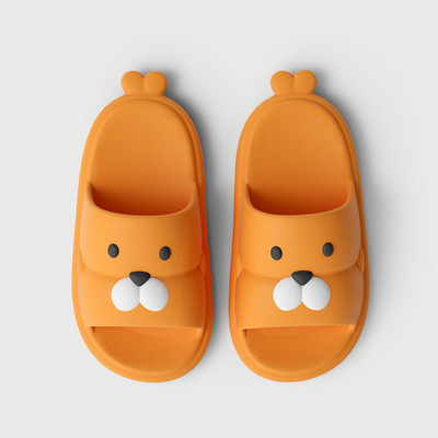 Vaikiškos guminės šlepetės su aplikacijomis ir lygiu padu