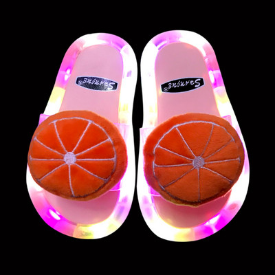 Παιδικές φωτεινές παντόφλες για κορίτσια με απλικέ