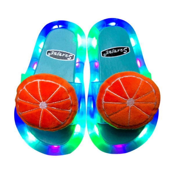 Παιδικές φωτεινές παντόφλες για κορίτσια με απλικέ