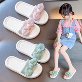 Papucs lányoknak textil pánttal és szalaggal