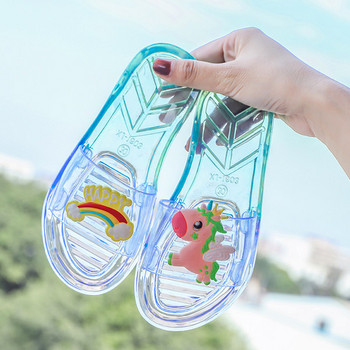 Детски прозрачни чехли с апликация за момичета 