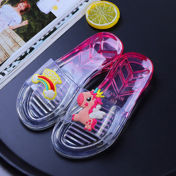 Детски прозрачни чехли с апликация за момичета 