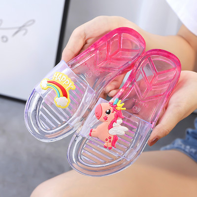 Átlátszó gyerekpapucs rátéttel lányoknak