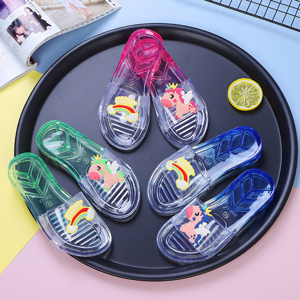 Átlátszó gyerekpapucs rátéttel lányoknak