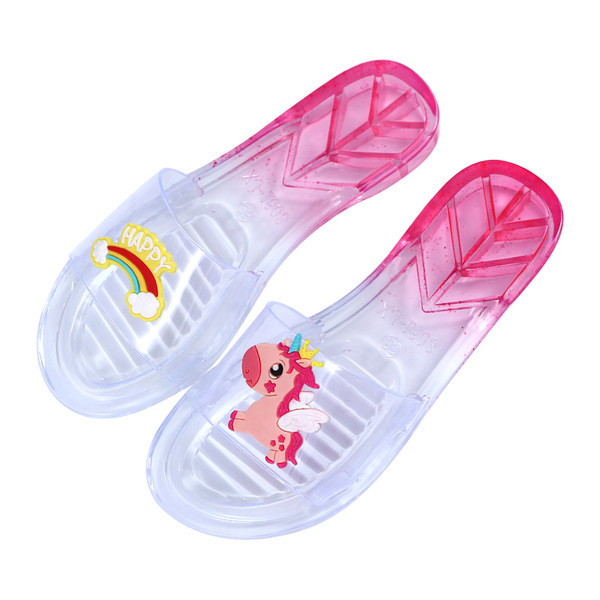 Átlátszó gyerekpapucs rátéttel lányoknak